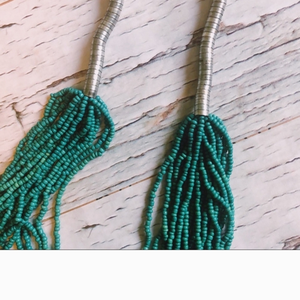 Teal Beaded Boho Necklace